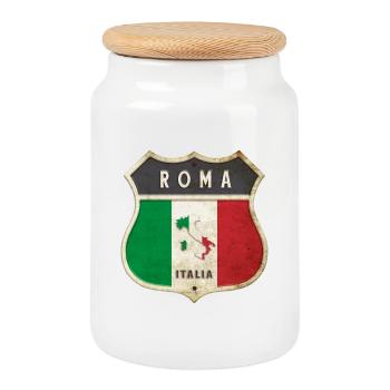 Rome Italie Armoiries Drapeaux Design - Boîte à biscuits avec couvercle en bois - blanc - Devant