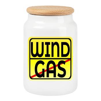 Erneuerbare Energie - Windenergie - GASPREISE - Keksdose mit Holzdeckel - Weiß - Vorne