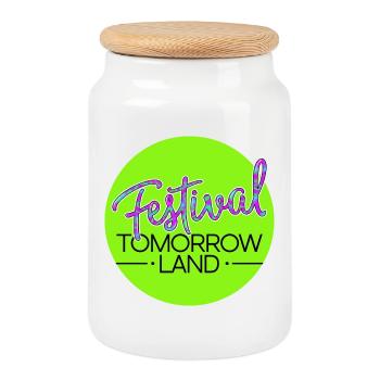 Festival Tomorrowland - Néon - Boîte à biscuits avec couvercle en bois - blanc - Devant
