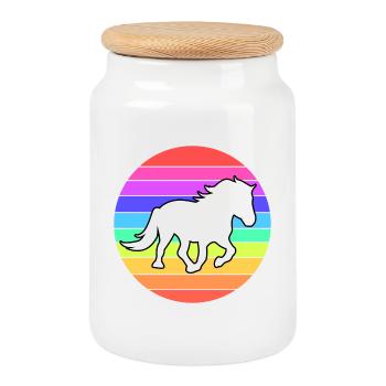 Horses Horse Fool Haflinger Gallop Icelandic Horses - Cookie Jar with Wooden Lid - white - Front