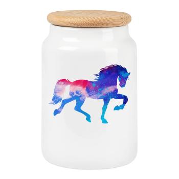 Horse Fool Stallion Gallop Icelandic Horses Horses - Cookie Jar with Wooden Lid - white - Front