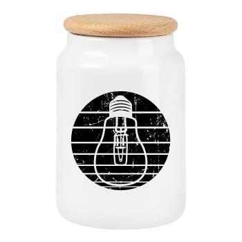 Light bulb - Cookie Jar with Wooden Lid - white - Front