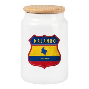 Malambo Kolumbien Wappen Design - Keksdose mit Holzdeckel - Weiß - Vorne
