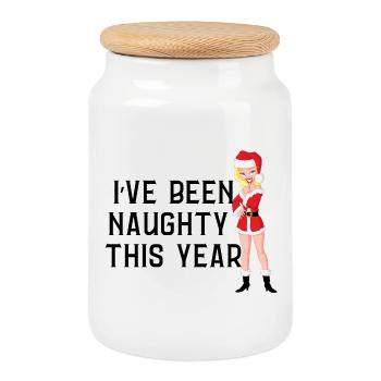 Pull de Noël coquin - Boîte à biscuits avec couvercle en bois - blanc - Devant