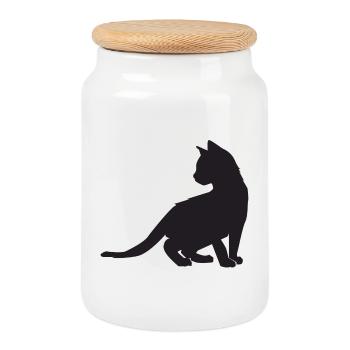 Conception de chaton - Boîte à biscuits avec couvercle en bois - blanc - Devant