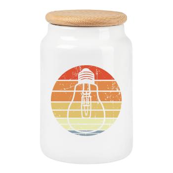 Vintage Light Bulb - Cookie Jar with Wooden Lid - white - Front