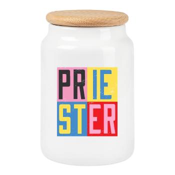 Conception de prêtre - Boîte à biscuits avec couvercle en bois - blanc - Devant