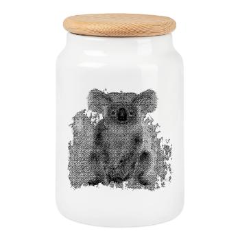 australische tiermotive, Koala Bär, Beuteltiere - Keksdose mit Holzdeckel - Weiß - Vorne