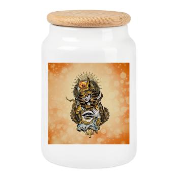 Anubis mask with the all-seeing eye - Cookie Jar with Wooden Lid - white - Front
