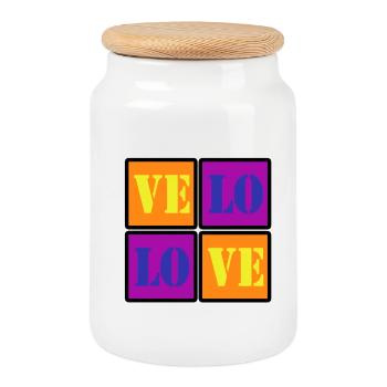 VELO LOVE LOVE VÉLO VÉLO CADEAU - Boîte à biscuits avec couvercle en bois - blanc - Devant