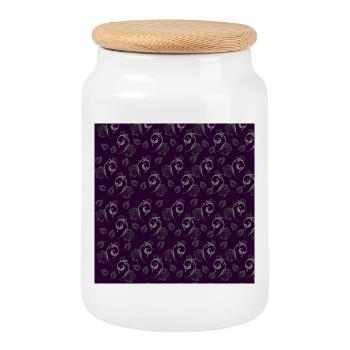Rosenblüten, florales Muster, gothic motiv, Ranken - Keksdose mit Holzdeckel - Weiß - Vorne