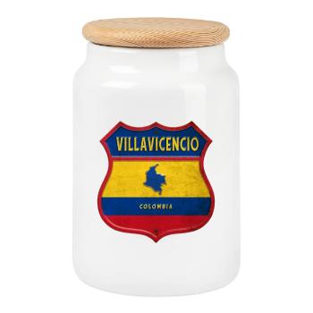 Villavicencio Kolumbien Wappen Design - Keksdose mit Holzdeckel - Weiß - Vorne