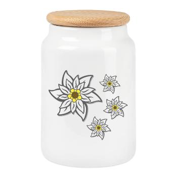 volksfeste frau, traditionelles blumenmuster - Keksdose mit Holzdeckel - Weiß - Vorne