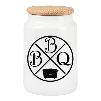 BBQ Dutchoven - Keksdose mit Holzdeckel - Weiß - Vorne