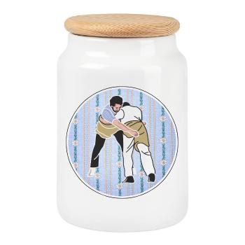 Schwingen, schwinger Edelweiss Tradition  - Keksdose mit Holzdeckel - Weiß - Vorne