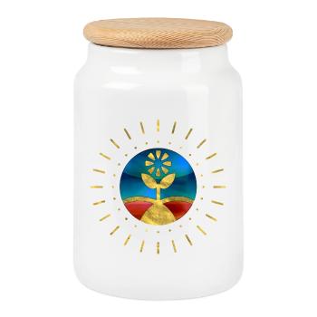 Fleur Soleil Fun - Boîte à biscuits avec couvercle en bois - blanc - Devant