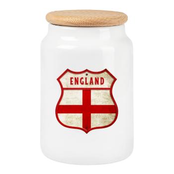England Flaggen Wappen - Keksdose mit Holzdeckel - Weiß - Vorne