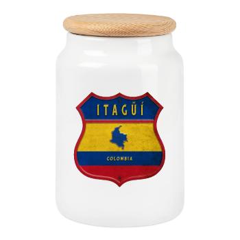 Itagüí Kolumbien Wappen Design - Keksdose mit Holzdeckel - Weiß - Vorne