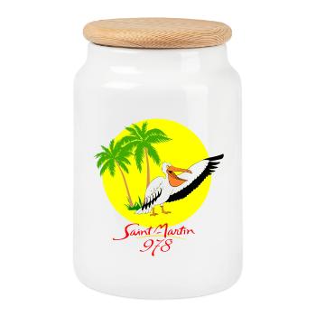 Saint-martin - Boîte à biscuits avec couvercle en bois - blanc - Devant