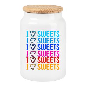 I love sweets statement sweet tooth - Cookie Jar with Wooden Lid - white - Front