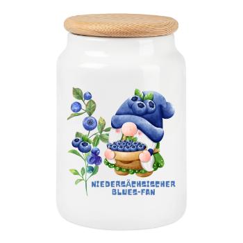 Blaubeeren Wichtel Niedersächsischer Blues Fan - Keksdose mit Holzdeckel - Weiß - Vorne