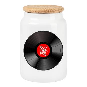 Vinyle Rock 'n' Roll : un t-shirt de déclaration - Boîte à biscuits avec couvercle en bois - blanc - Devant