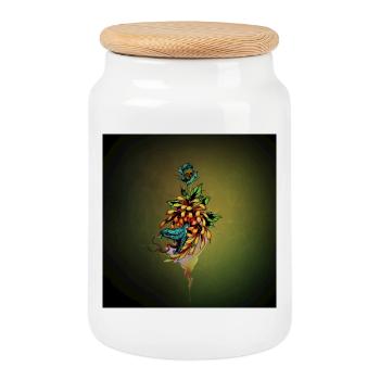 Erstaunliche Schlange mit Totenkopf und Blumen. - Keksdose mit Holzdeckel - Weiß - Vorne