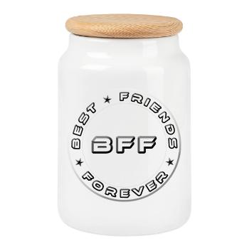 Best Friends Best Friend Best Friend - Cookie Jar with Wooden Lid - white - Front