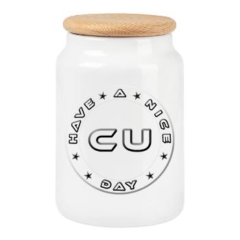 HAVE A NICE DAY SEE YOU - Cookie Jar with Wooden Lid - white - Front