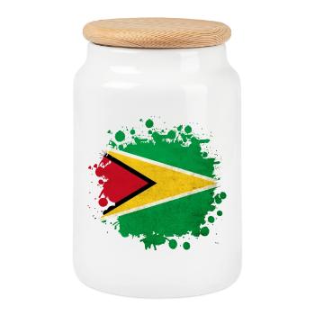Guyana flag blob - Cookie Jar with Wooden Lid - white - Front