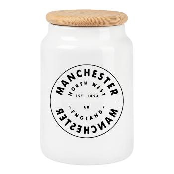 Annulation de la circulaire de Manchester dans le Nord-Ouest de l’Angleterre - Boîte à biscuits avec couvercle en bois - blanc - Devant