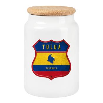 Tuluá Kolumbien Wappen Design - Keksdose mit Holzdeckel - Weiß - Vorne