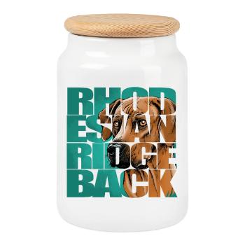 Rhodesian Ridgeback - Boîte à biscuits avec couvercle en bois - blanc - Devant