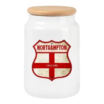 Armoiries de Northampton, Angleterre - Boîte à biscuits avec couvercle en bois - blanc - Devant
