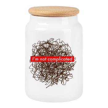 Spruch kompliziert verwirrt einfach cool chaos lol - Keksdose mit Holzdeckel - Weiß - Vorne