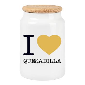 J’ADORE QUESADILLA - Boîte à biscuits avec couvercle en bois - blanc - Devant