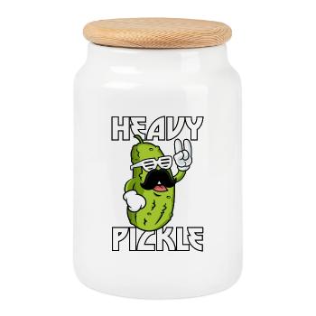 Heavy Pickle Rockige Gurke Metal Fan Metalhead - Keksdose mit Holzdeckel - Weiß - Vorne