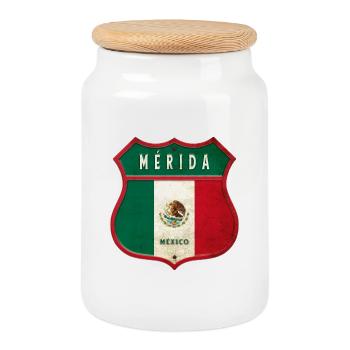 Mérida Mexico Conception des armoiries - Boîte à biscuits avec couvercle en bois - blanc - Devant