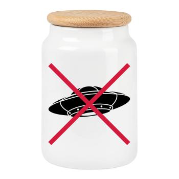 No UFOs Forbidden Shield - Cookie Jar with Wooden Lid - white - Front