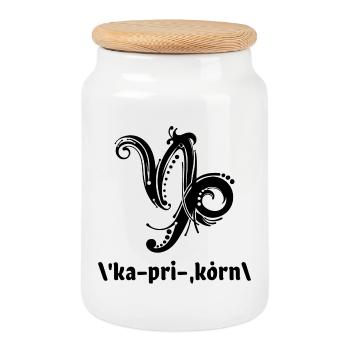 Astrology Capricorn Constellation Saying Horoscope - Cookie Jar with Wooden Lid - white - Front