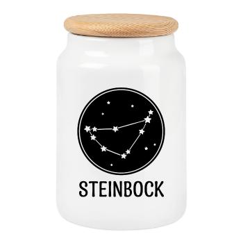 Sterndeutung Steinbock Tierkreiszeichen Gestirne - Keksdose mit Holzdeckel - Weiß - Vorne