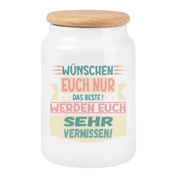 ABSCHIEDSFEIER ABSCHIED NEHMEN GRUPPE FAMILIE TEAM - Keksdose mit Holzdeckel - Weiß - Vorne