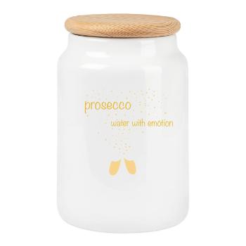 Prosecco – Water with emotion – Sekt in Sektgläser - Keksdose mit Holzdeckel - Weiß - Vorne