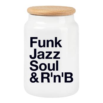 Funk Jazz Soul Music Musik - Cookie Jar with Wooden Lid - white - Front