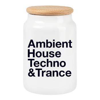 Rave Music Style - Cookie Jar with Wooden Lid - white - Front