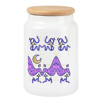 Funky Night Sky - Keksdose mit Holzdeckel - Weiß - Vorne