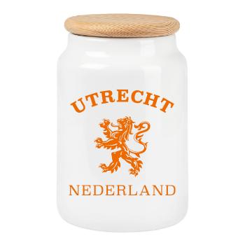 UTRECHT Nederland Niederlande Netherlands - Keksdose mit Holzdeckel - Weiß - Vorne