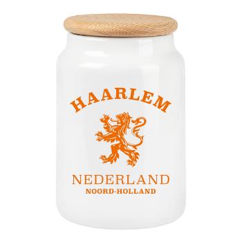 HAARLEM Nederland Niederlande Netherlands - Keksdose mit Holzdeckel - Weiß - Vorne