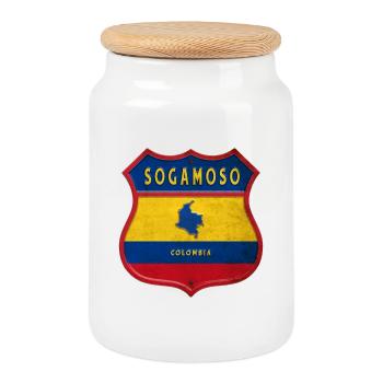 Sogamoso Kolumbien Wappen Design - Keksdose mit Holzdeckel - Weiß - Vorne