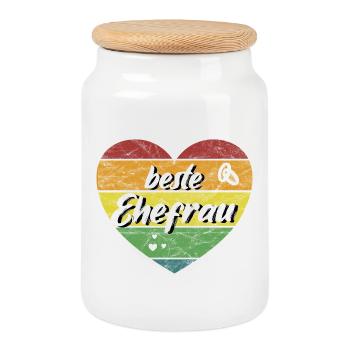 beste Ehefrau Geschenk retro vintage - Keksdose mit Holzdeckel - Weiß - Vorne